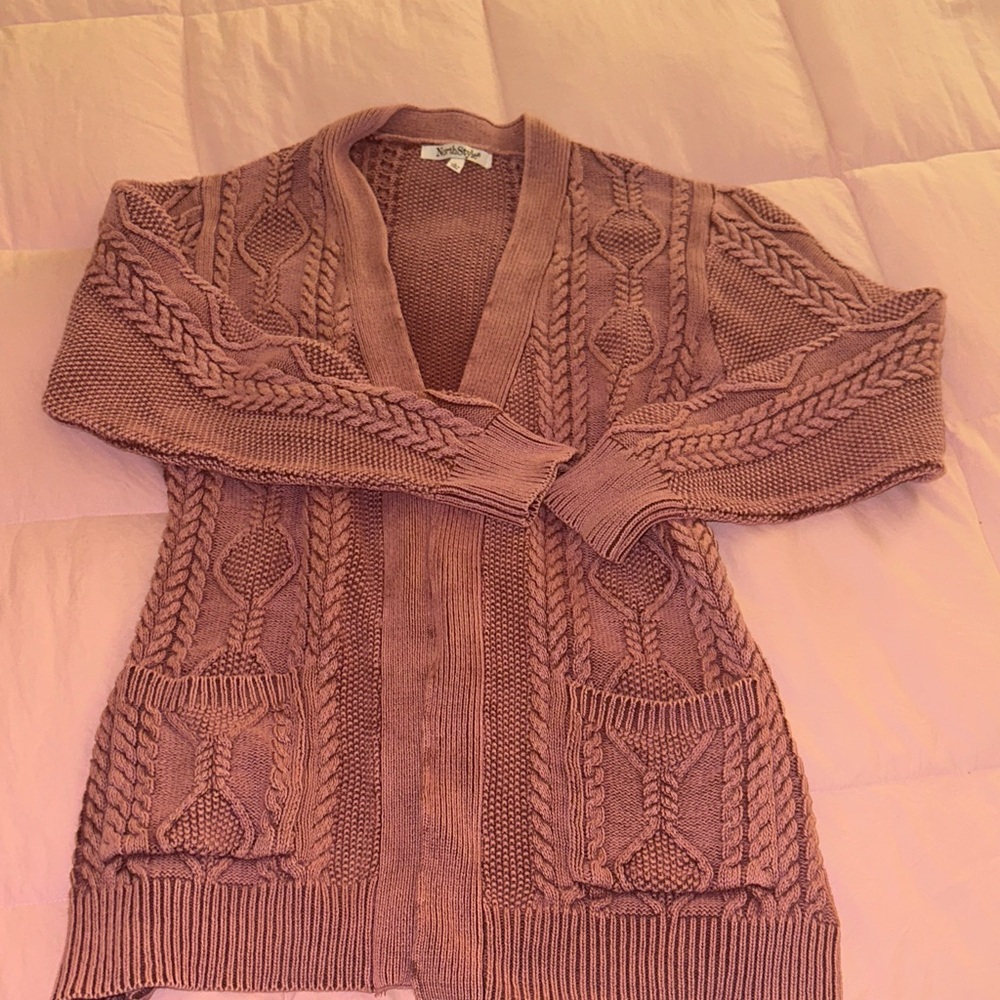 Women's Cable Knit Sweater - Pink